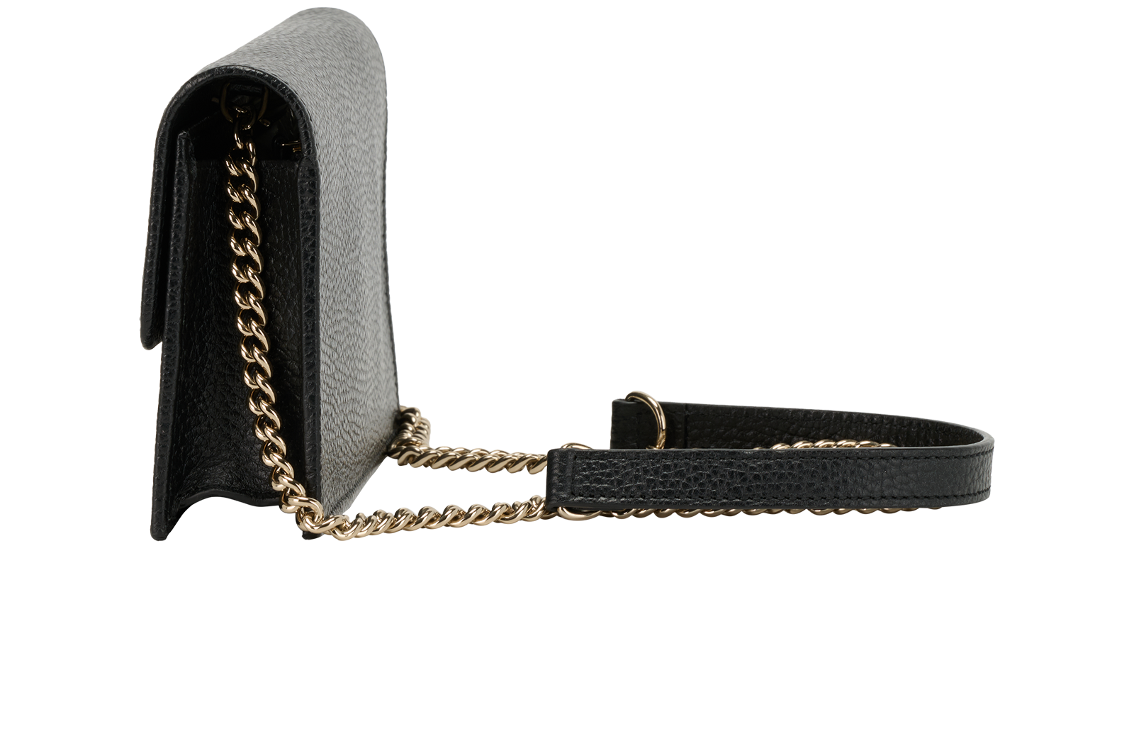 Interlocking G Wallet On Chain, &pound;495, Handbags, Black, Leather, Bottom view